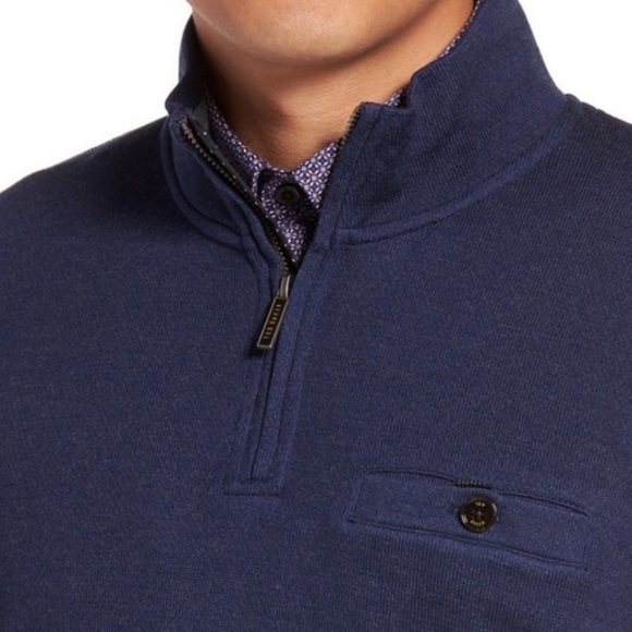 TED BAKER London Navy Blue Valerio Sweater Half Zip Pullover Size Small - Picture 2 of 15